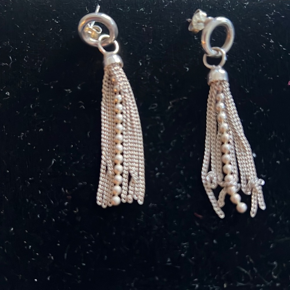 Sterling silver drop pierced earrings